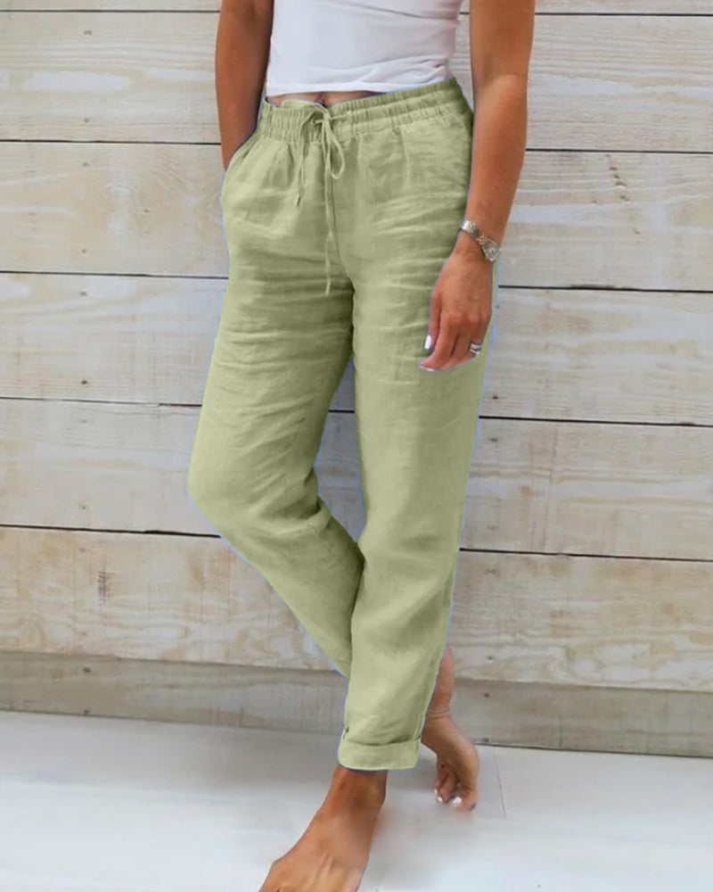 Pantalón Recto Estilo Lino
