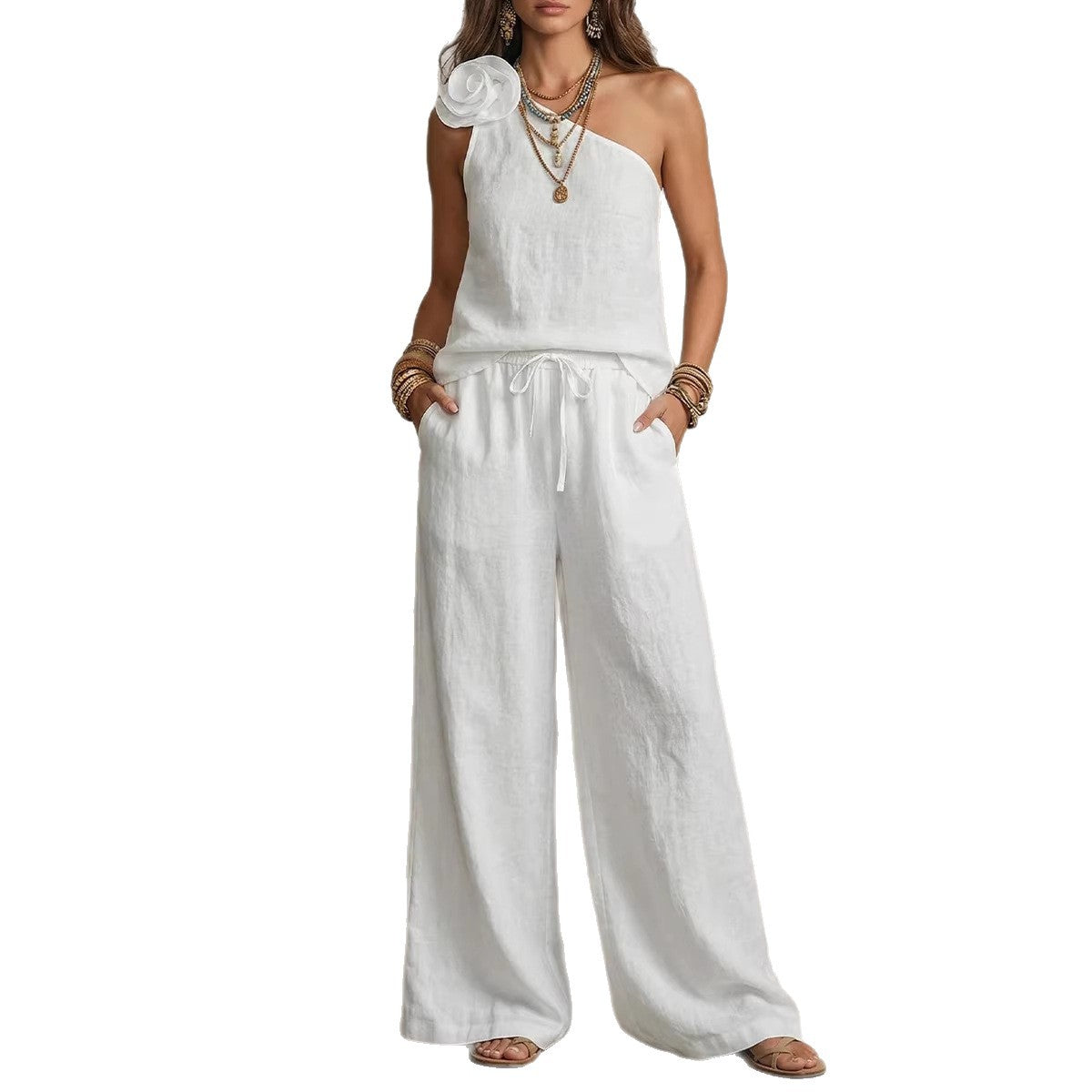 Conjunto Bicolor Elegante - Camisa Sin Mangas y Pantalones