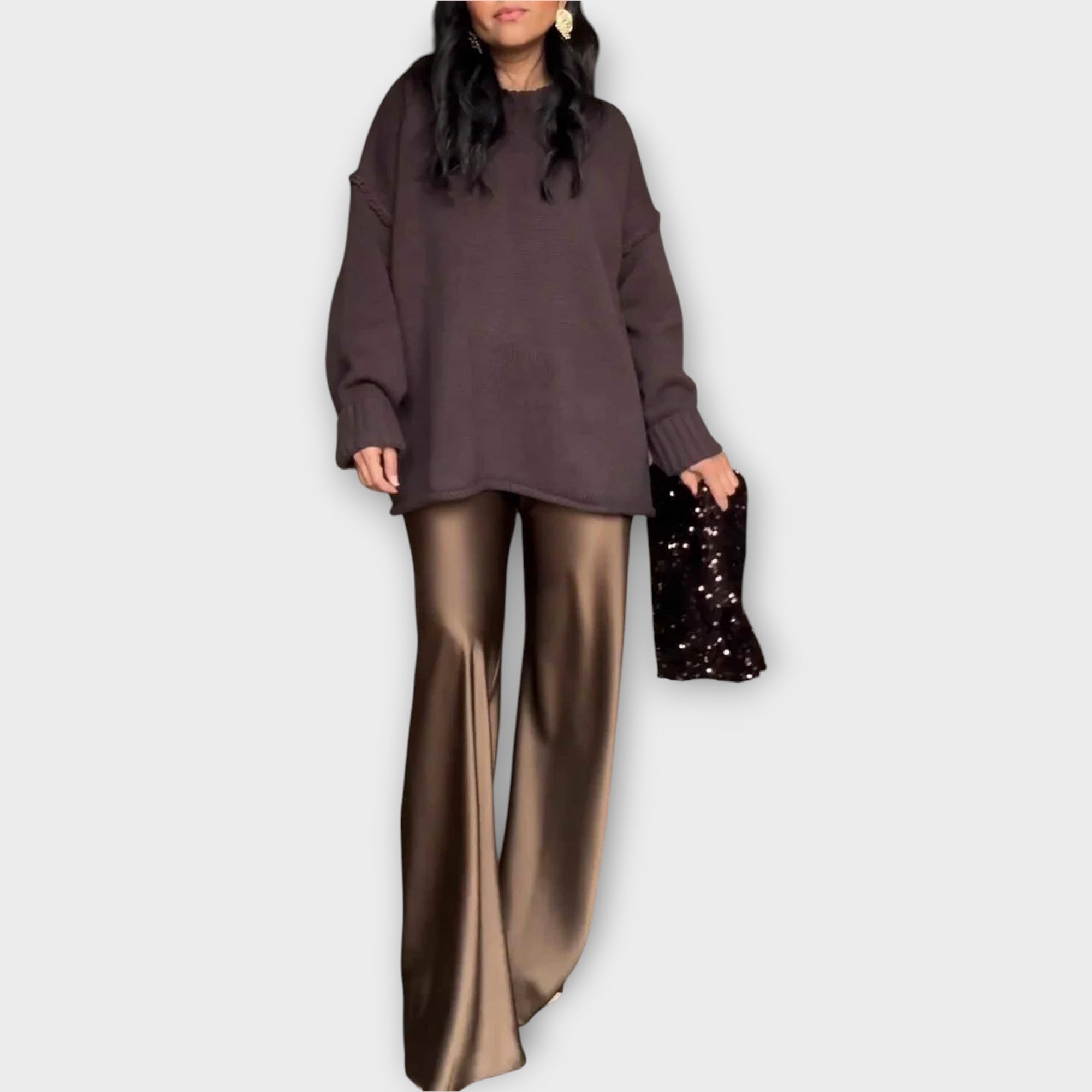 Conjunto Satinado en Punto Lujoso y Relajado
