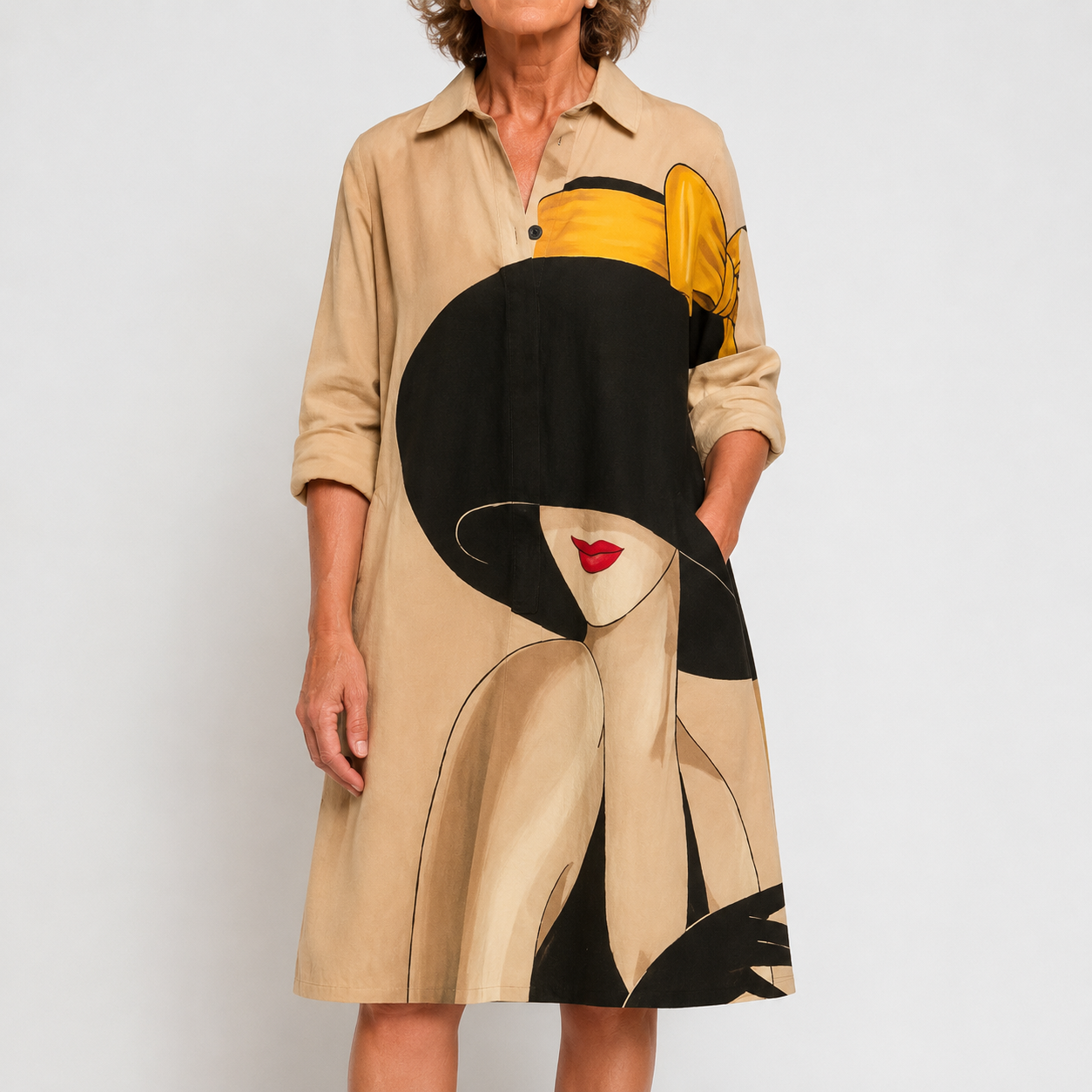 Abito Camicia Beige Artistico