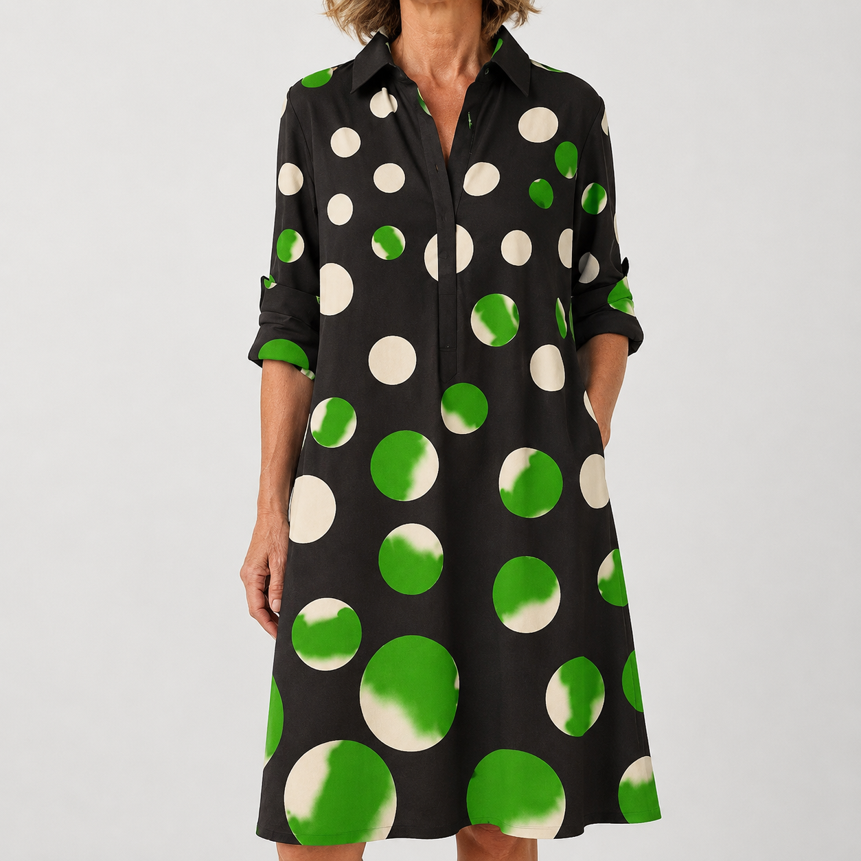 Abito Camicia Pois Verdi