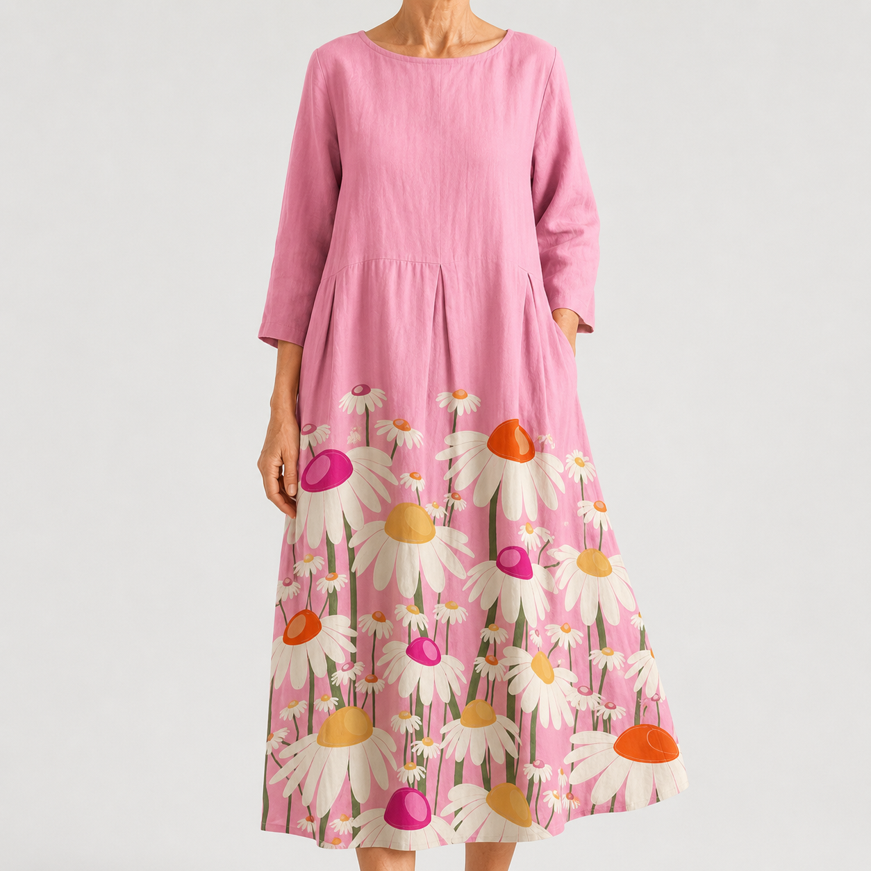 Abito Maxi Rosa Floreale dal Comfort Elegante