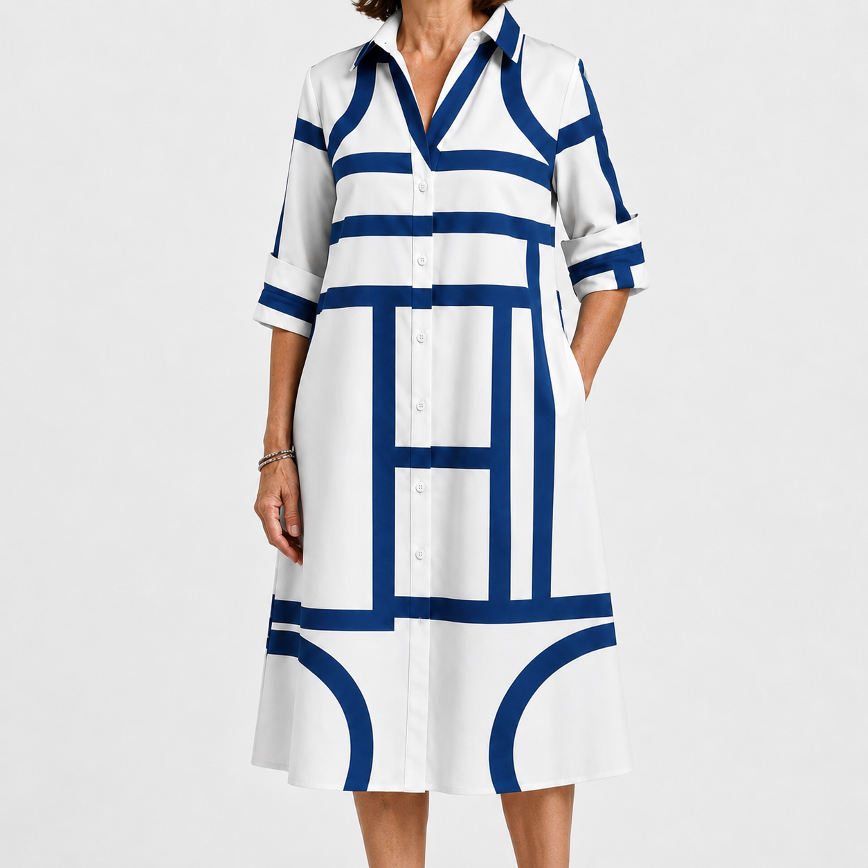 Abito Camicia Geometrico Elegante