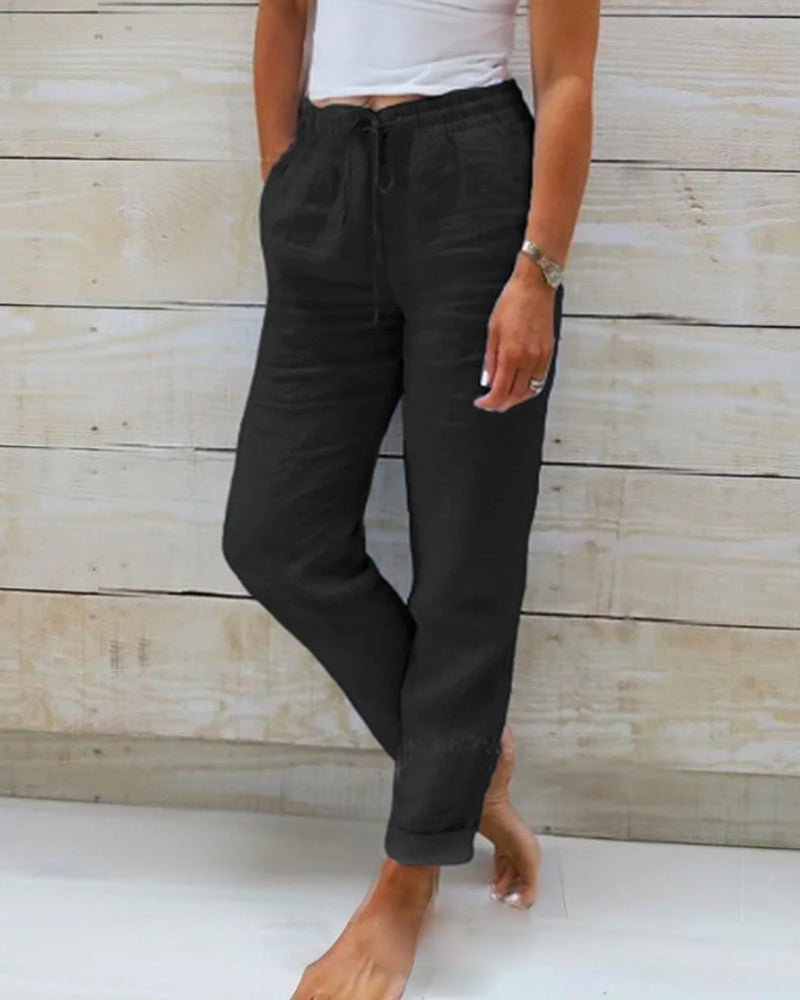 Pantalón Recto Estilo Lino