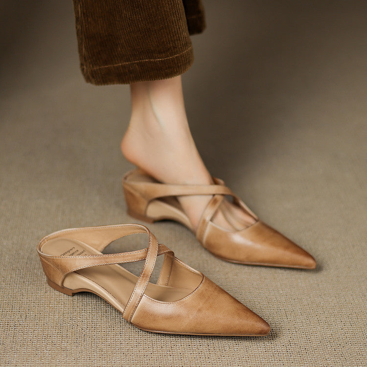 Hannah - Mule casual de piel lavada para mujer
