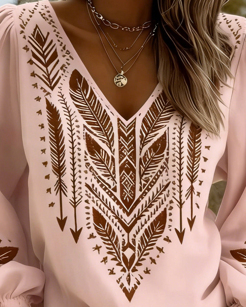 Blusa de Mangas Abullonadas y Corte Holgado