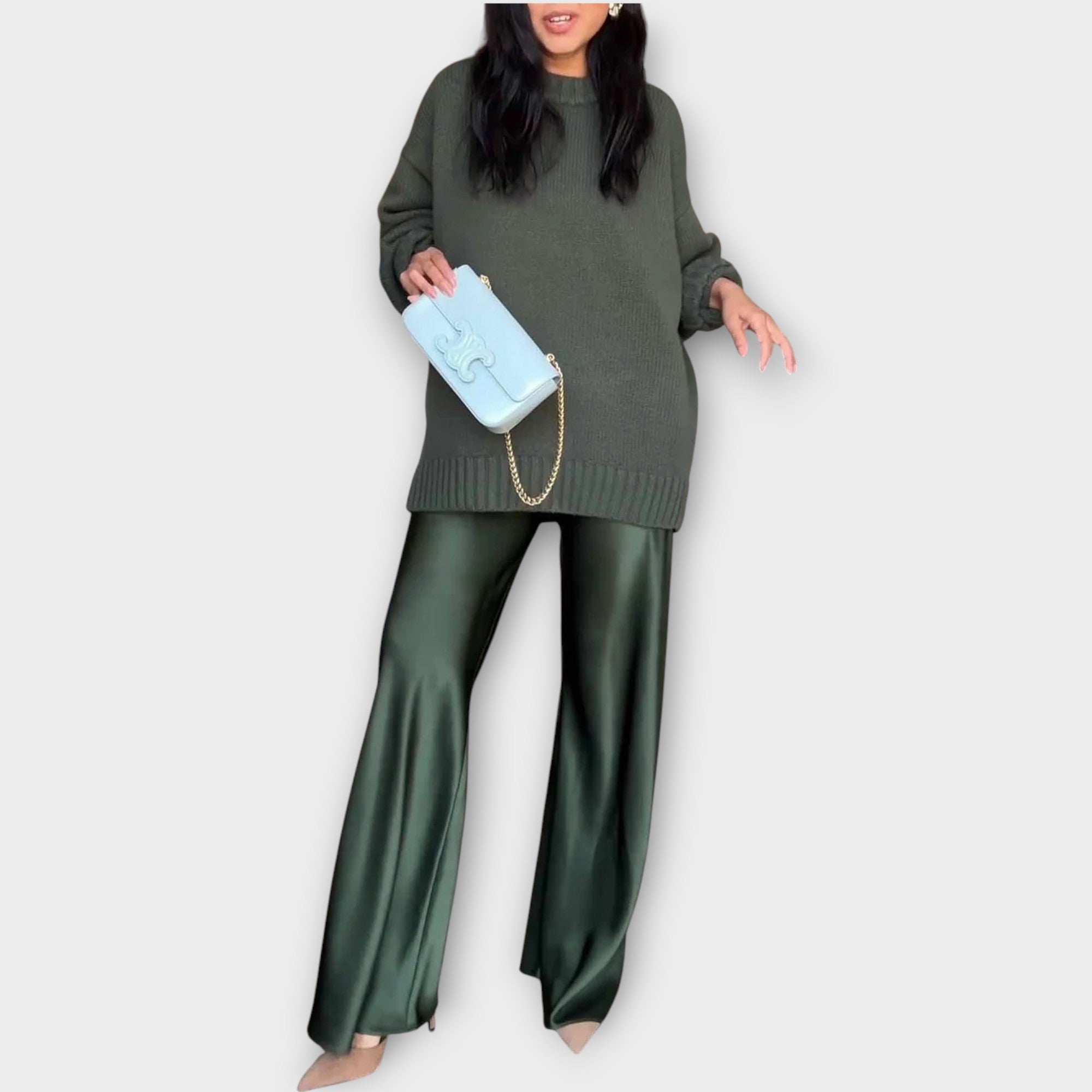 Conjunto Satinado en Punto Lujoso y Relajado