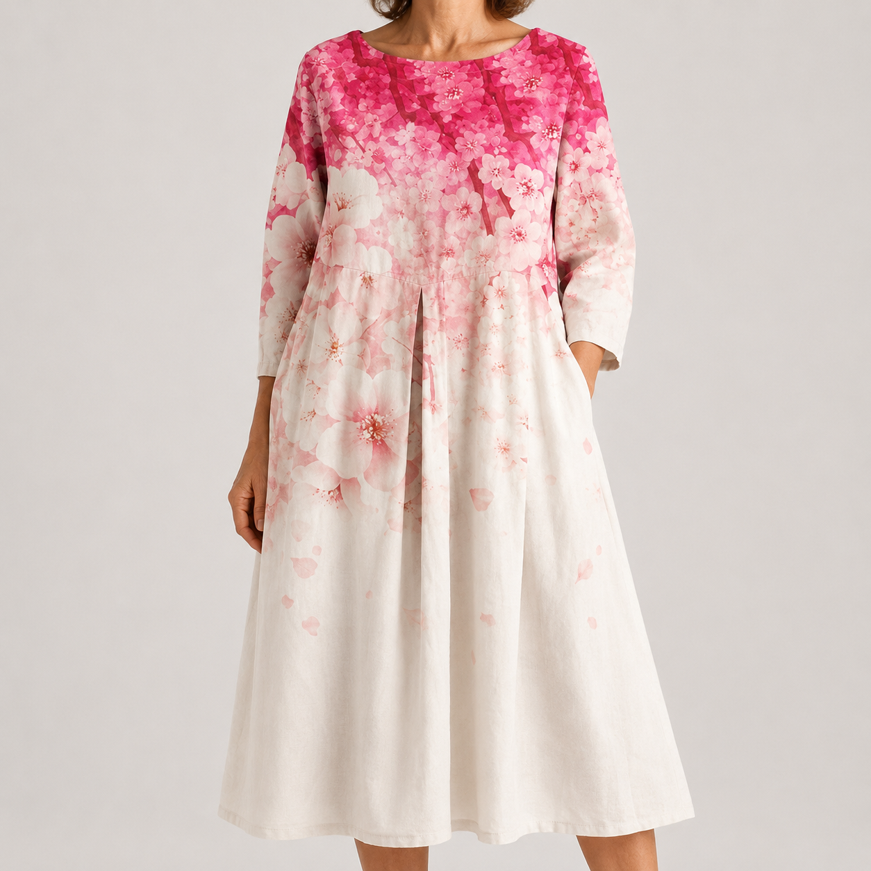Abito Midi Floreale Rosa dal Comfort Elegante