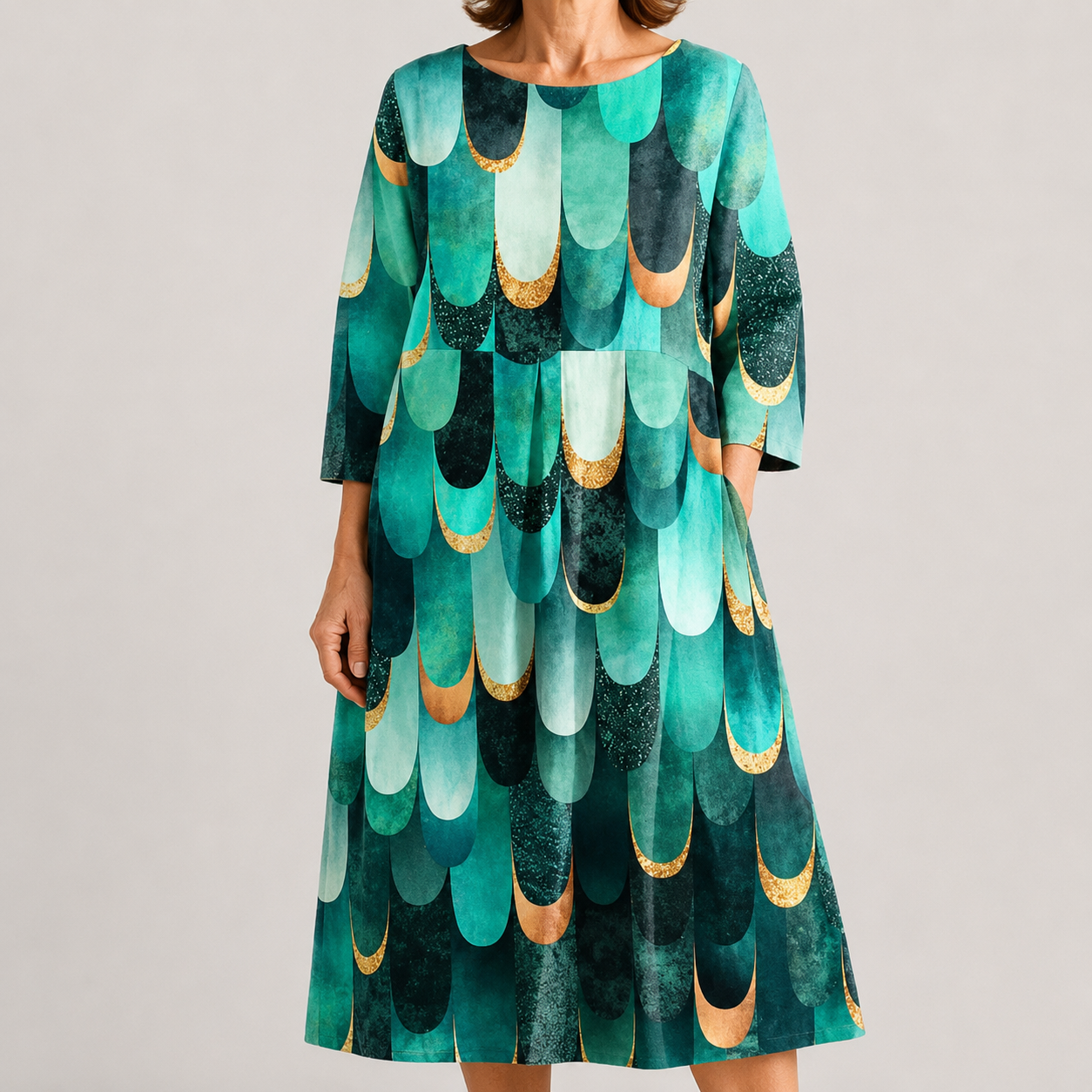 Abito Midi Smeraldo dallo Stile Elegante e Morbido