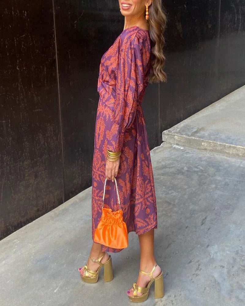 Isadora | Vestido Midi Elegante con Estampado de Encanto Atemporal