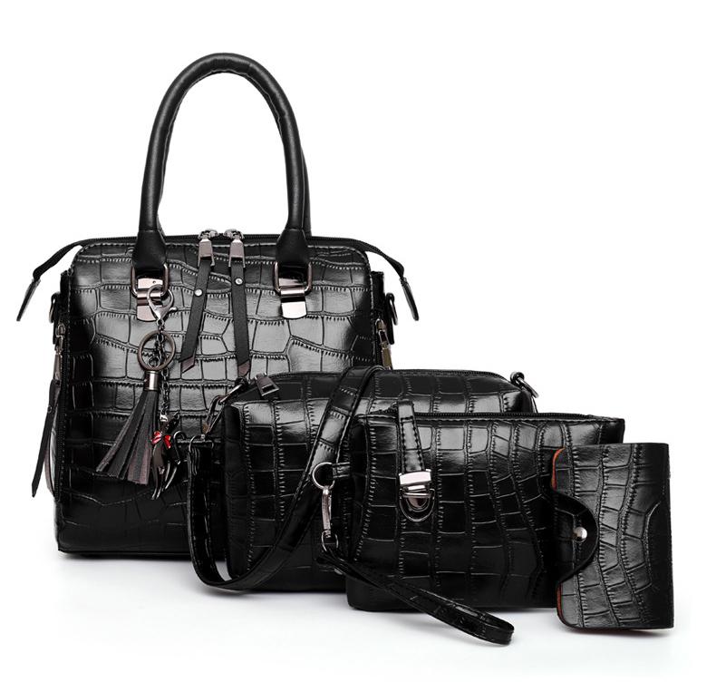 Palmer - Set de bolso de 4 piezas con patrón de cocodrilo