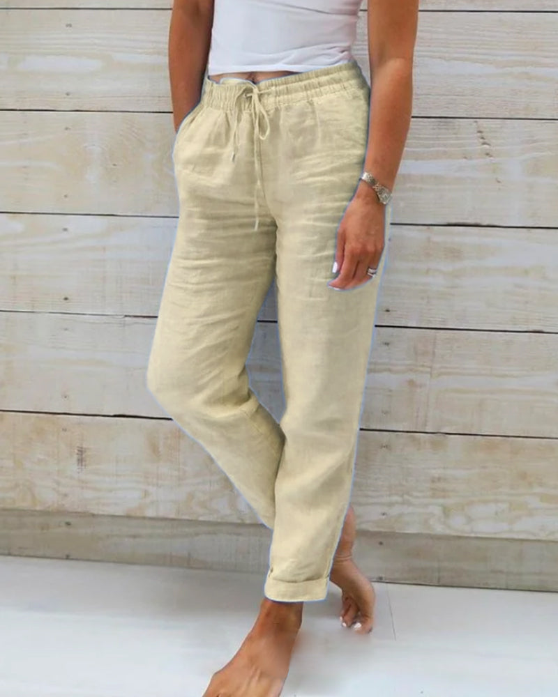 Pantalón Recto Estilo Lino
