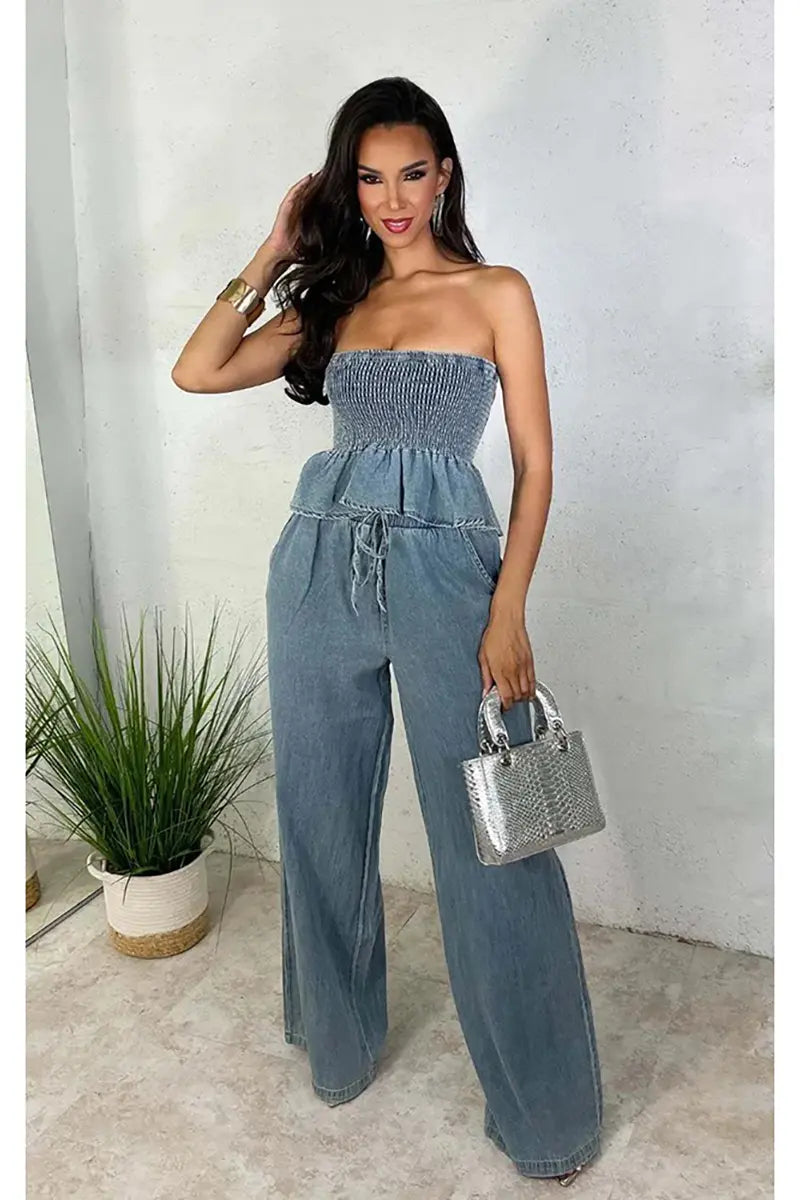 ISLA – CONJUNTO DE DENIM ESTILOSO DE DOS PIEZAS