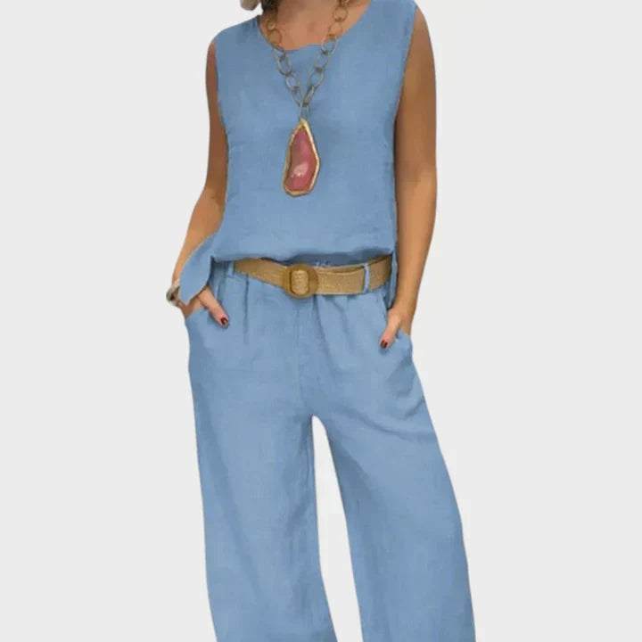 Paloma | Top sin mangas bohemio y pantalones cropped a juego