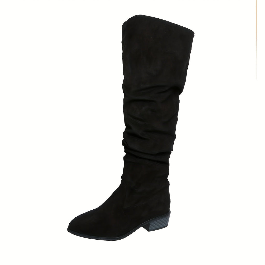 Versión alargada Botas de mujer apiladas a la moda Versátiles sobre la rodilla