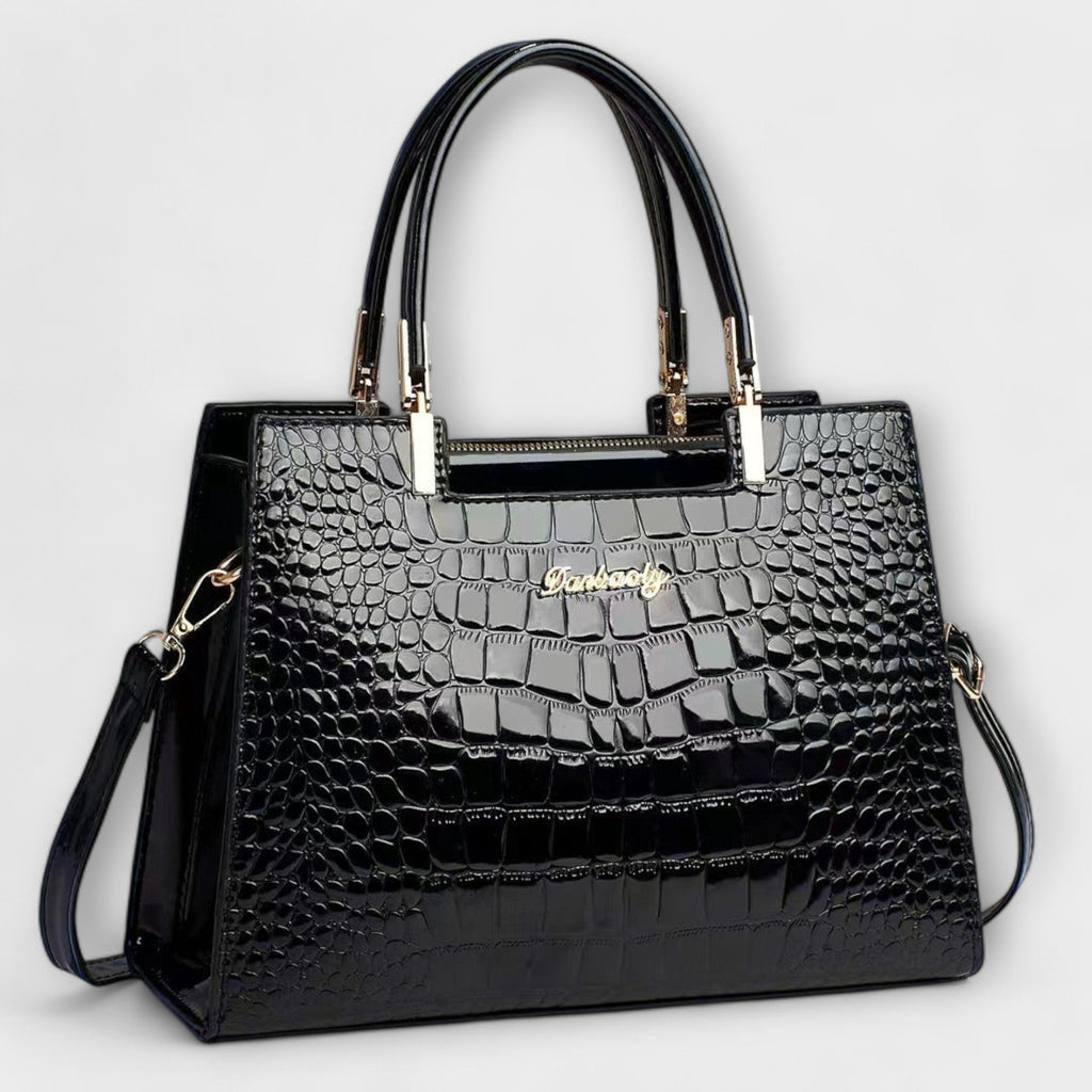 Bolso de Mano con Patrón de Cocodrilo Brillante