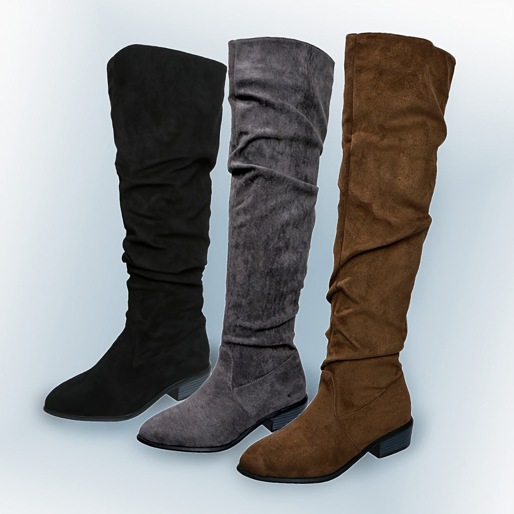 Versión alargada Botas de mujer apiladas a la moda Versátiles sobre la rodilla