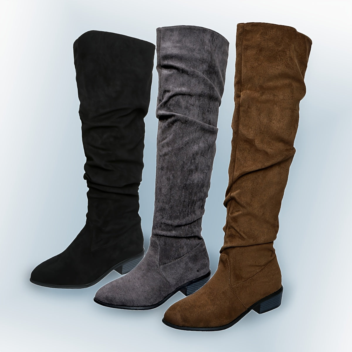 Versión alargada Botas de mujer apiladas a la moda Versátiles sobre la rodilla