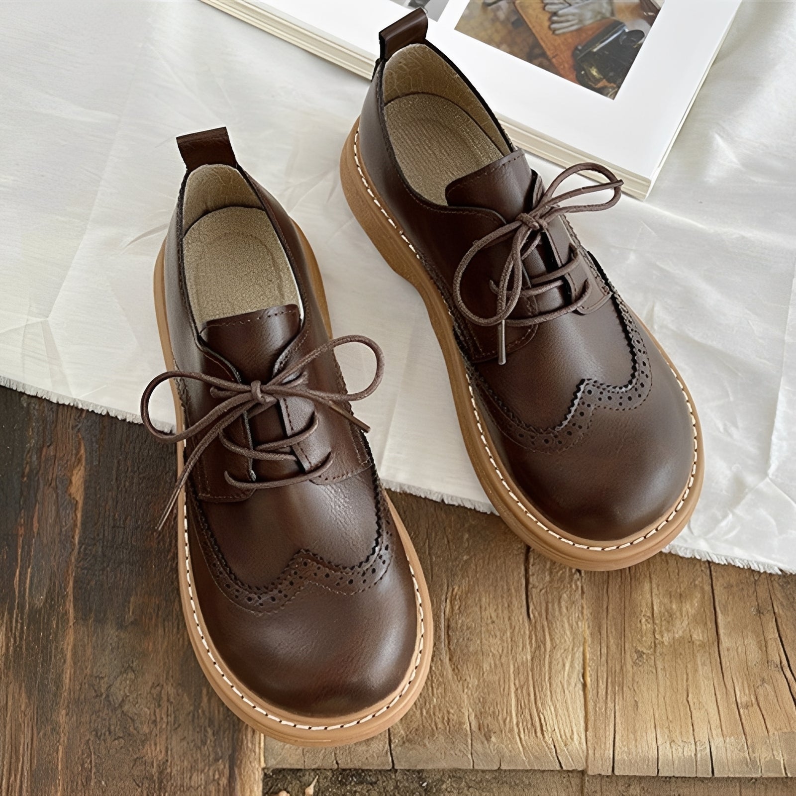 Vanessa - Clásicas zapatos Oxford de piel para mujer