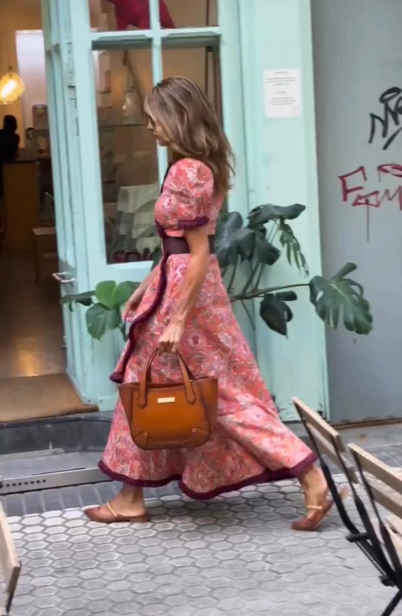 Vestido Maxi Rosa Elegante de Manga Corta