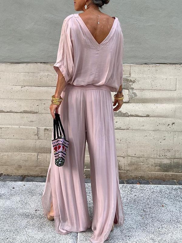 ESMERALDA – CONJUNTO DE PANTALONES ANCHOS DE CHIFFON ELEGANTE DE DOS PIEZAS
