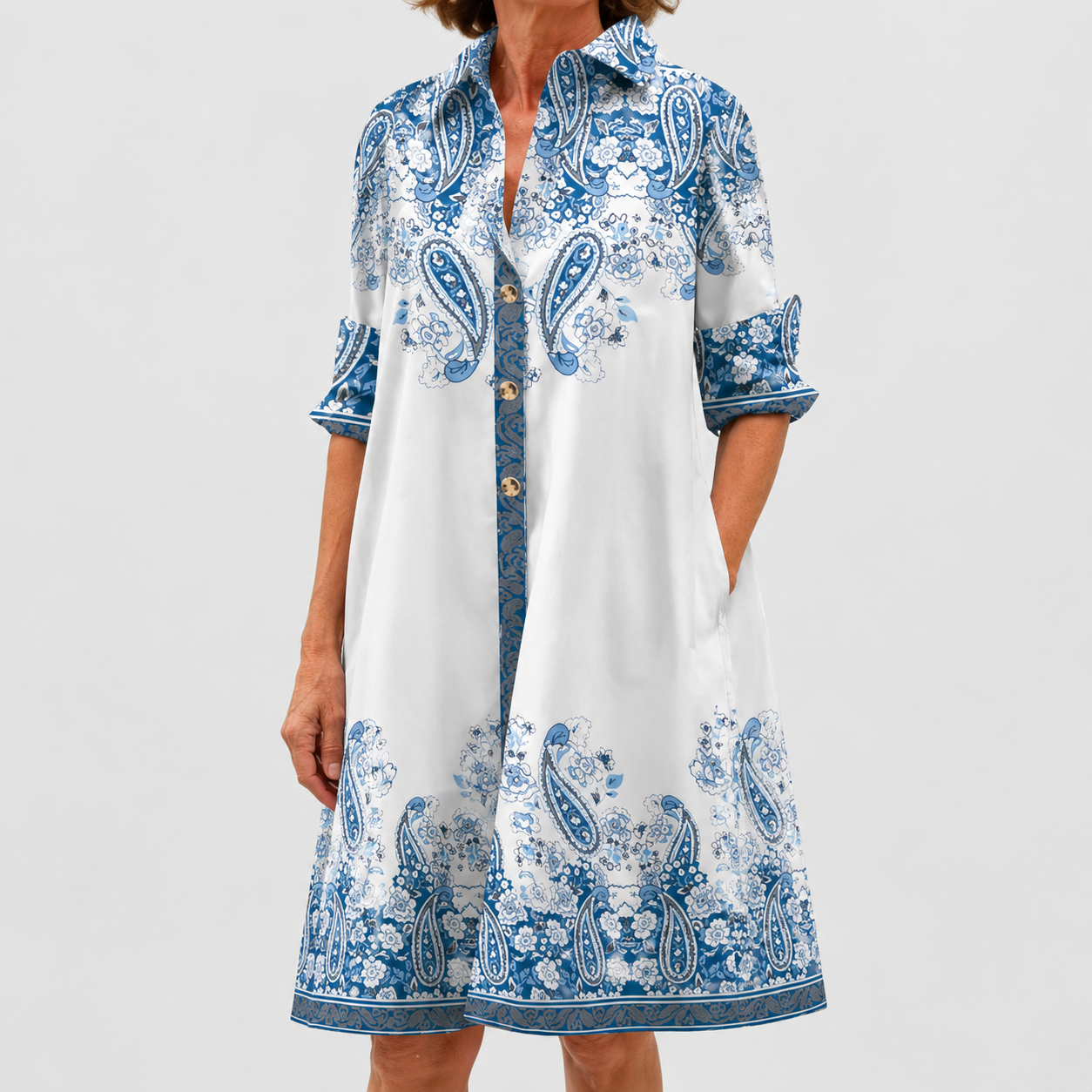 Abito Camicia Paisley Blu