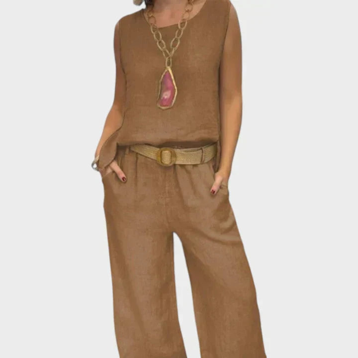 Paloma | Top sin mangas bohemio y pantalones cropped a juego