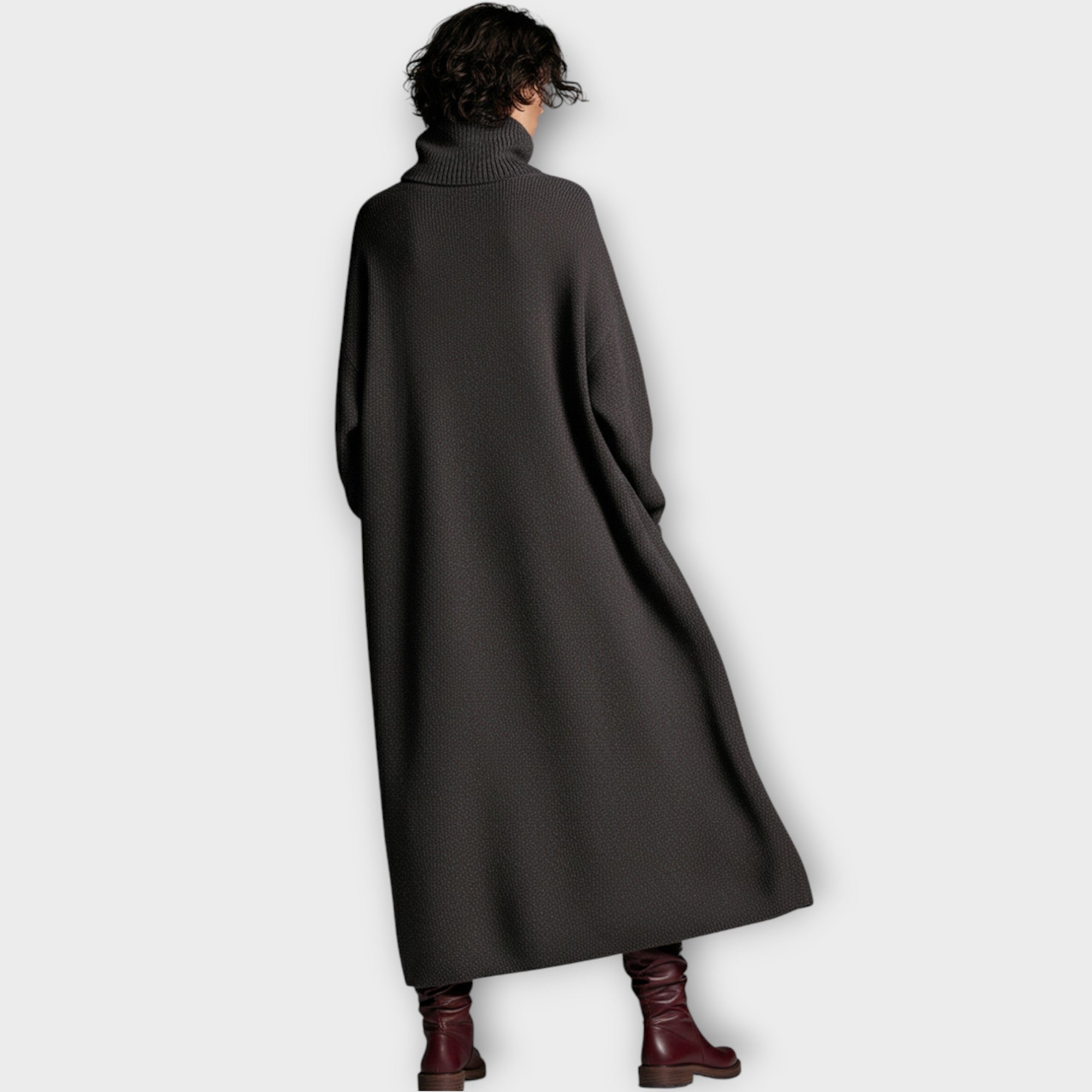 Vestido Maxi de Punto con Cuello Alto
