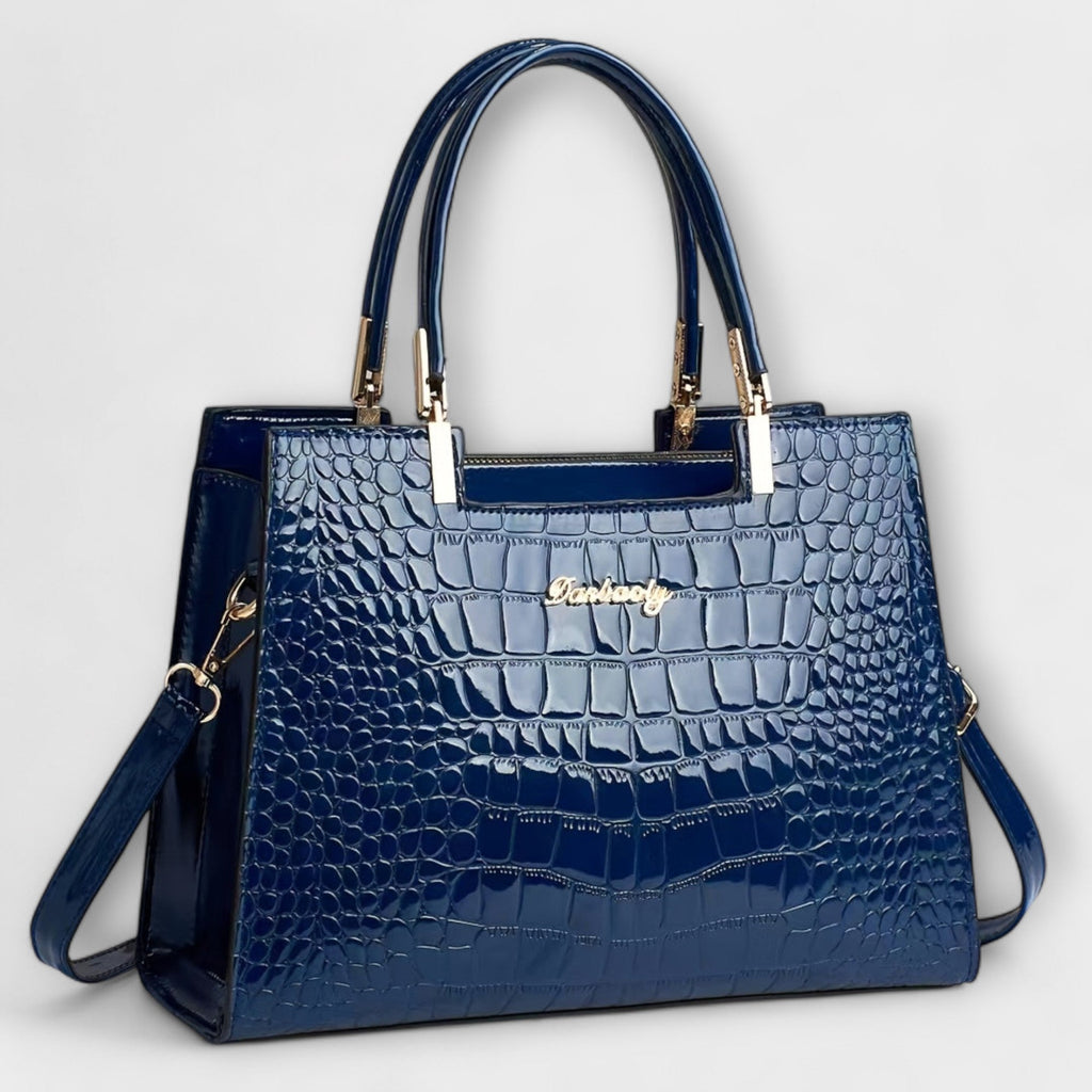 Bolso de Mano con Patrón de Cocodrilo Brillante