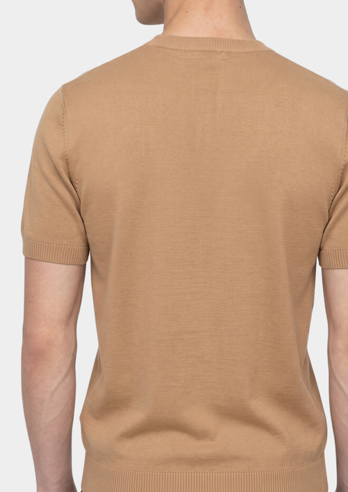 ESSENTIAL BEIGE KNITTED CREWNECK T-SHIRT