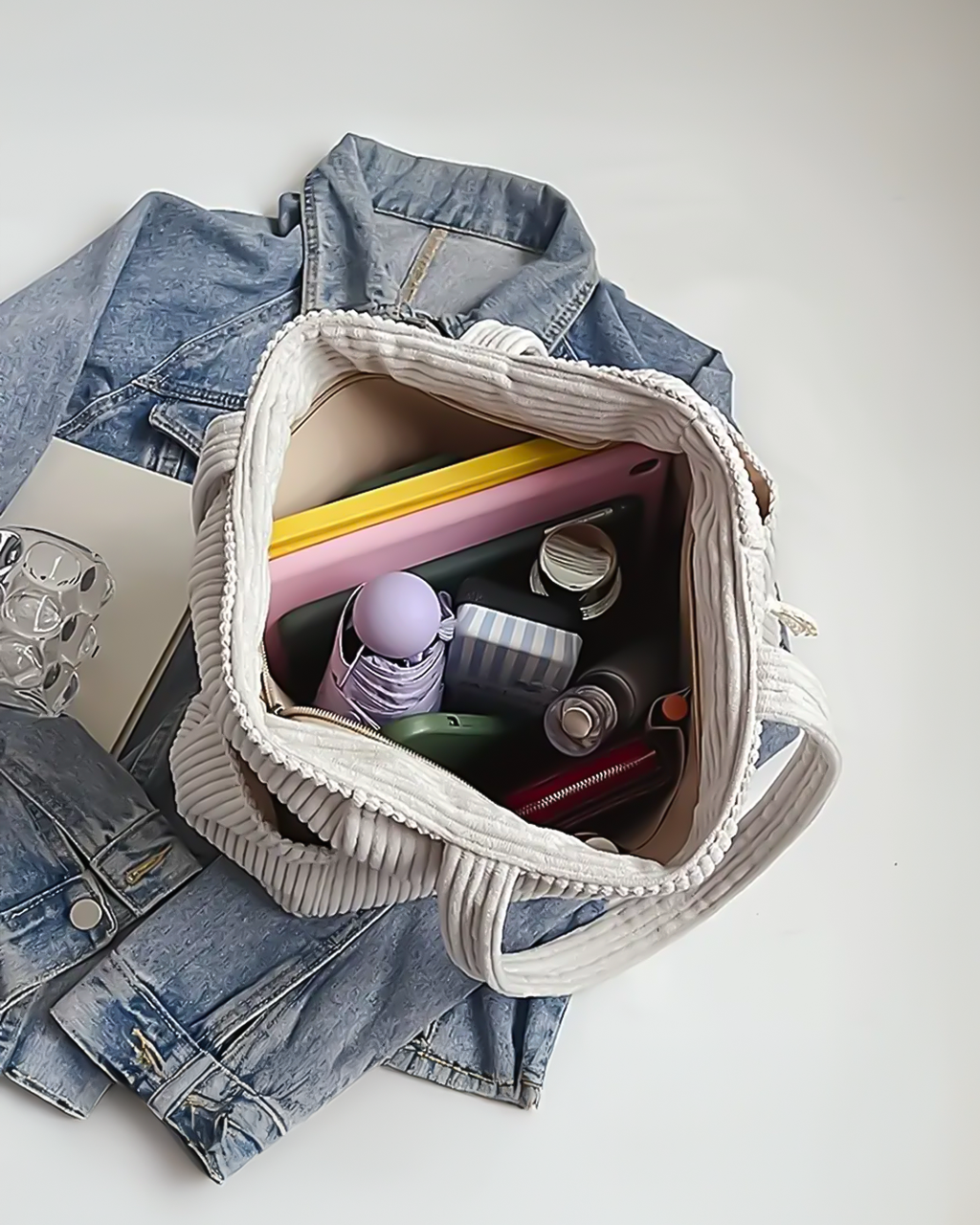 Tilda – Bolsa de Mano Acanalada con Detalle de Cuerda