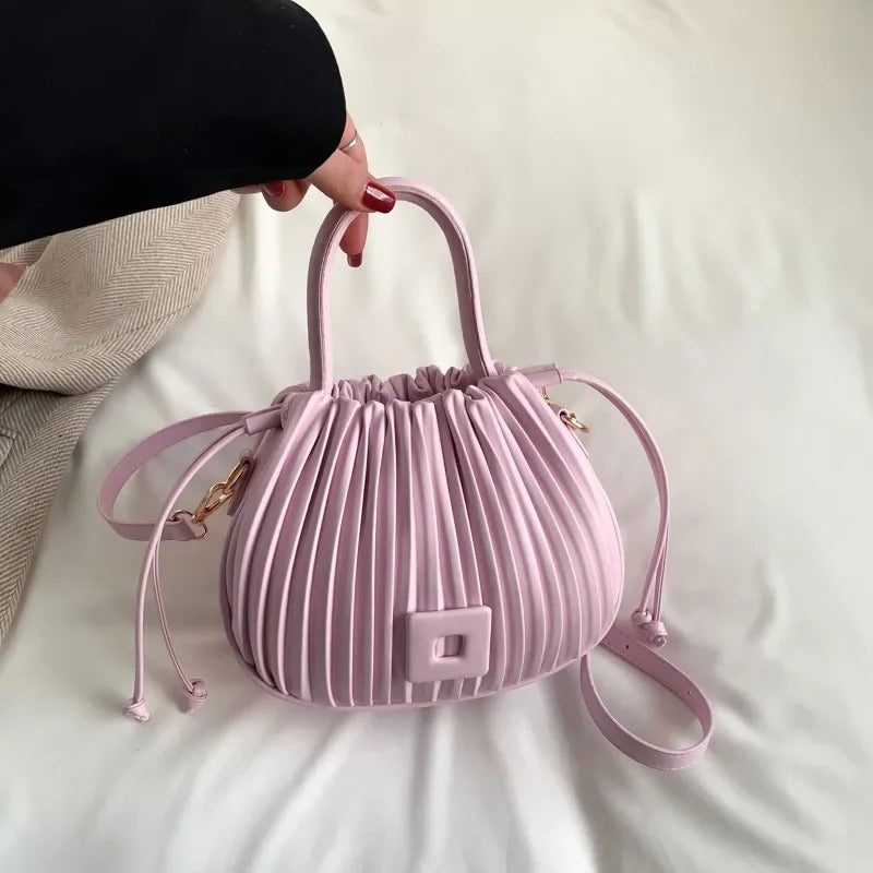 Kåra | Elegante Bolso Plisado en Rosa Empolvado