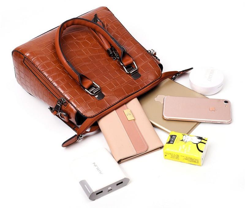 Palmer - Set de bolso de 4 piezas con patrón de cocodrilo