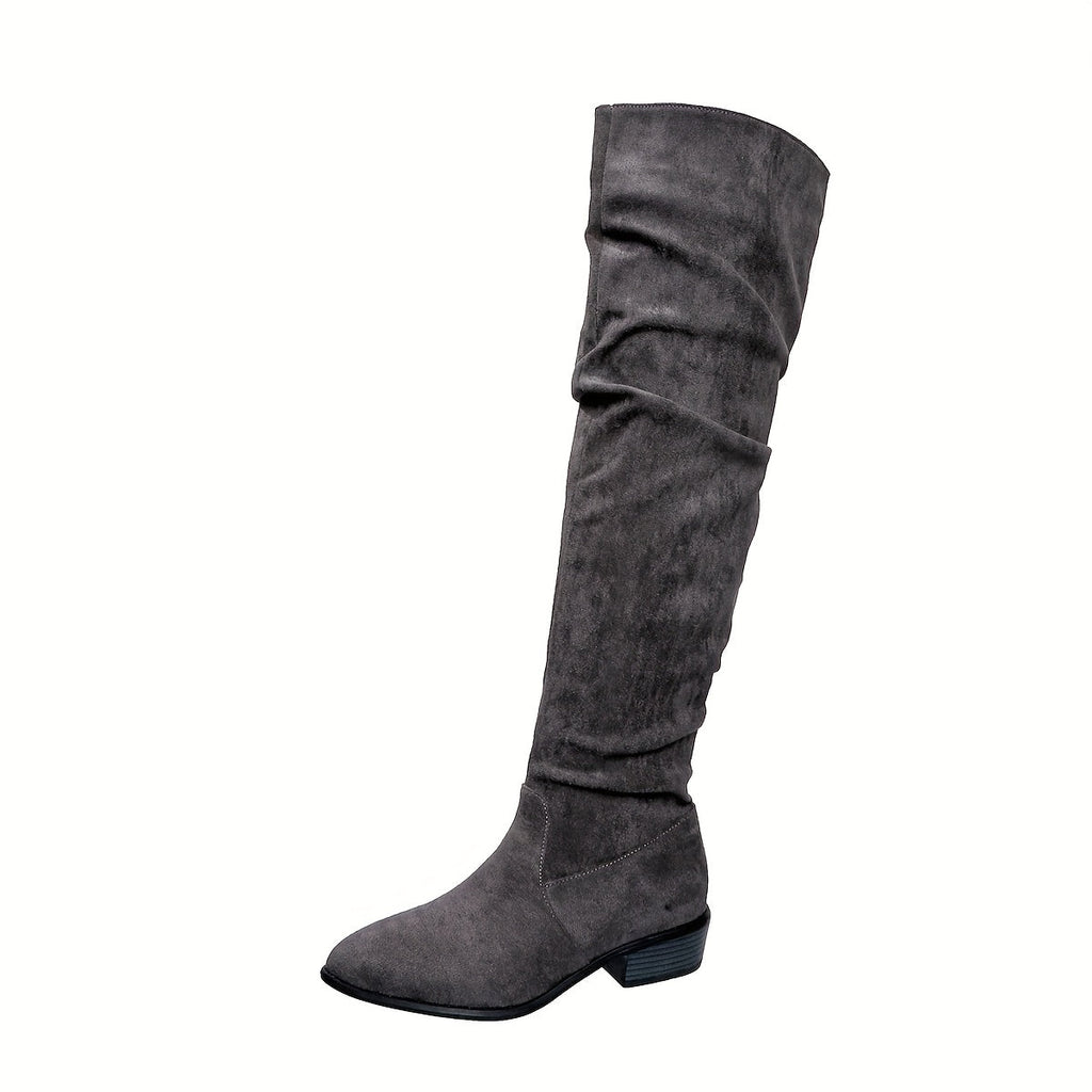 Versión alargada Botas de mujer apiladas a la moda Versátiles sobre la rodilla