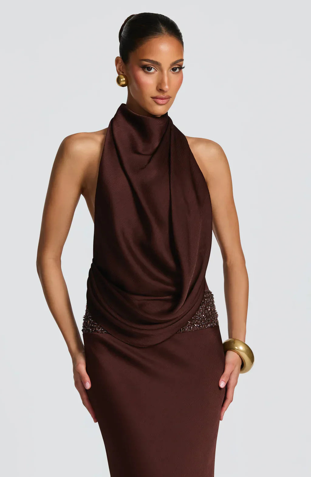 Vestido Marcelina Satina Maxi