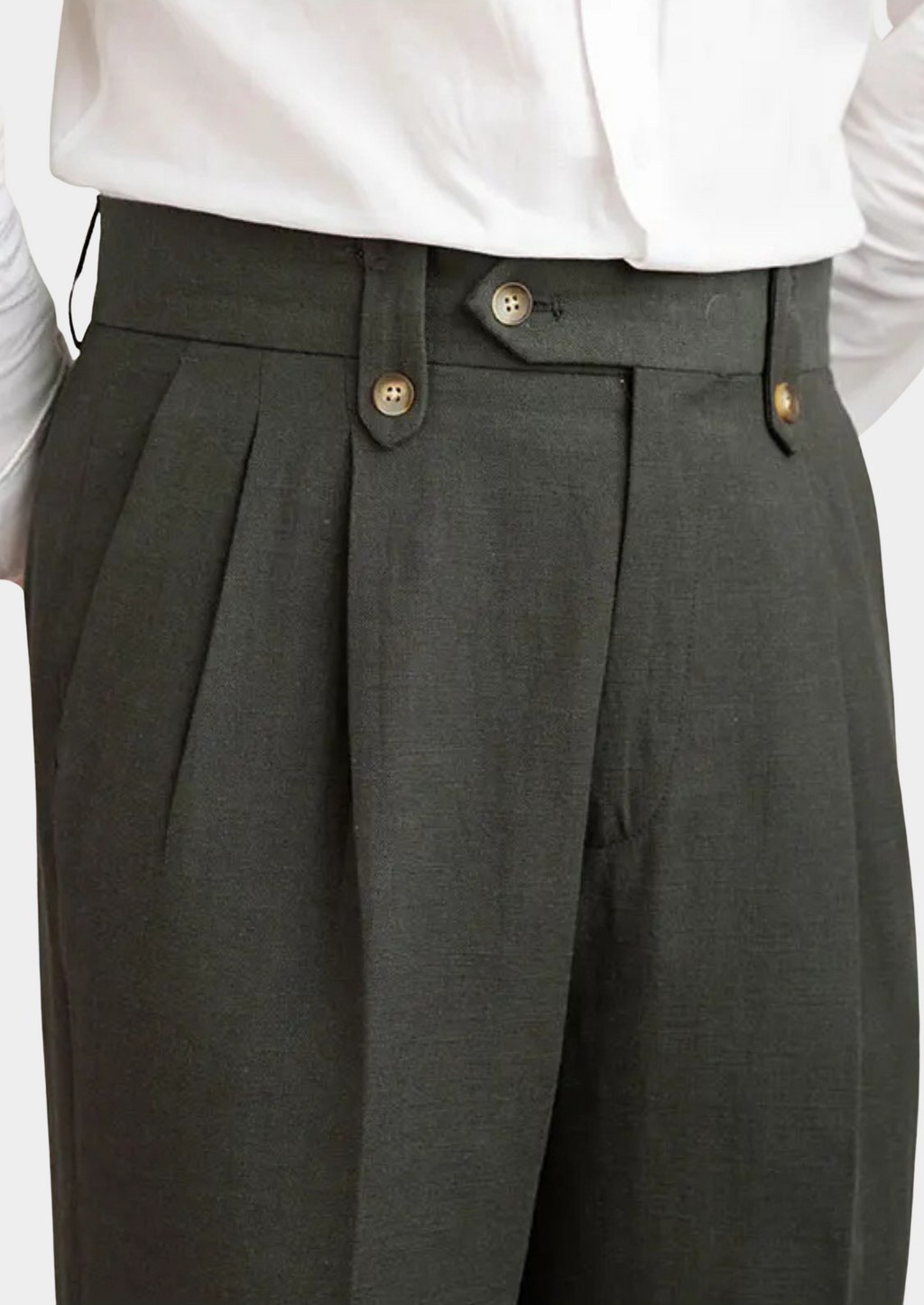 CAGLIARI PLEATED COASTAL TROUSERS - Olive