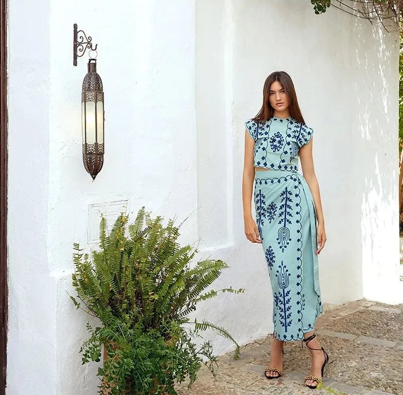 Camilla - Conjunto de Top y Falda Impresa