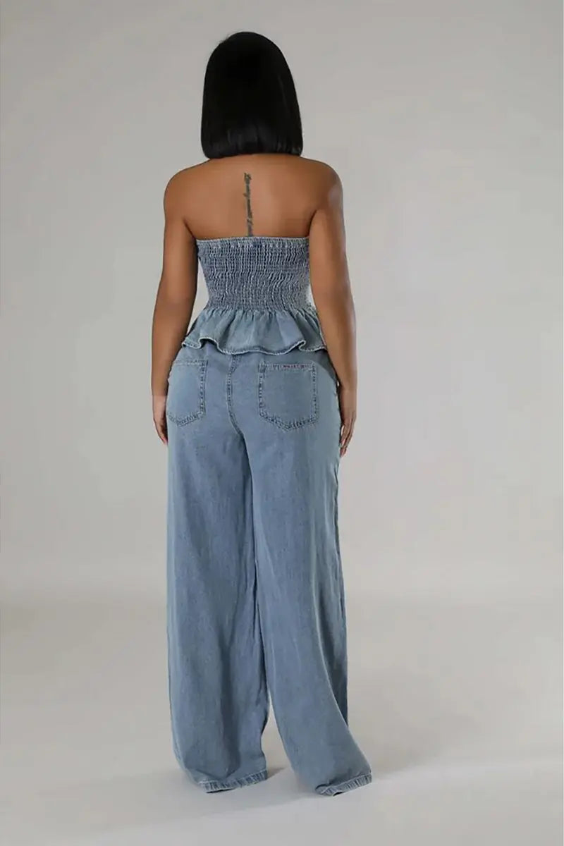 ISLA – CONJUNTO DE DENIM ESTILOSO DE DOS PIEZAS