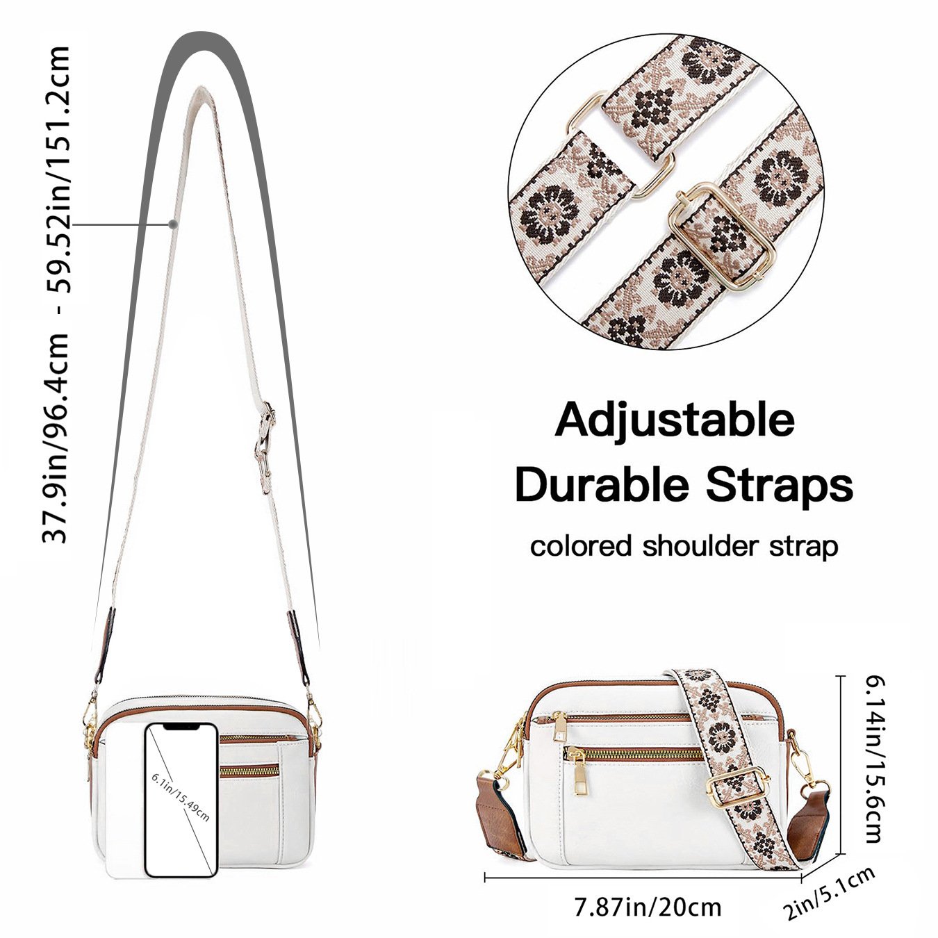 Erikka | Elegante bolso cruzado con correa ajustable con estampado
