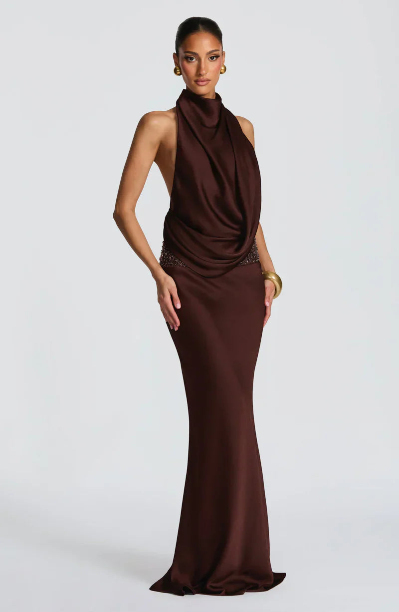 Vestido Marcelina Satina Maxi