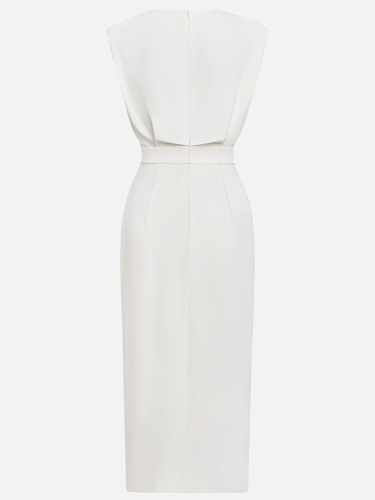Malene™ | Vestido Midi Sólido con Abertura de Botones y Escote Redondo