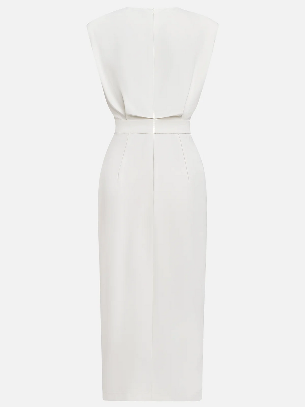 Malene™ | Vestido Midi Sólido con Abertura de Botón y Escote Redondo