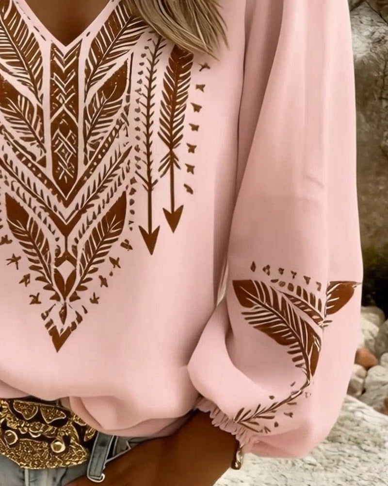 Blusa de Mangas Abullonadas y Corte Holgado