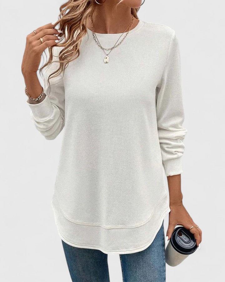 Nadyalyn | Elegante Suéter de Manga Larga con Cuello Redondo