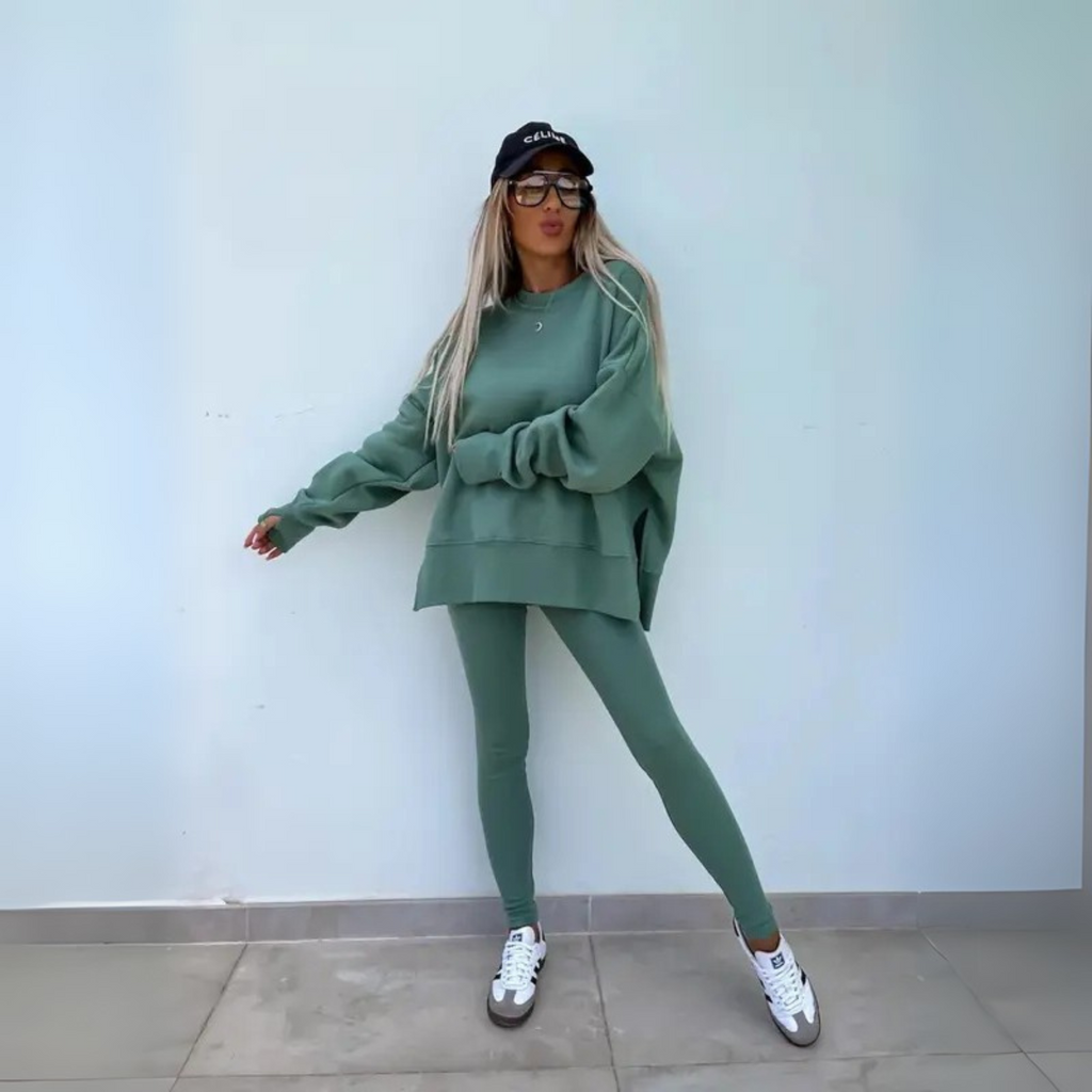 ELVYNESSA – CONJUNTO DE SUDADERA Y PANTALONES DE MANGA LARGA CASUAL