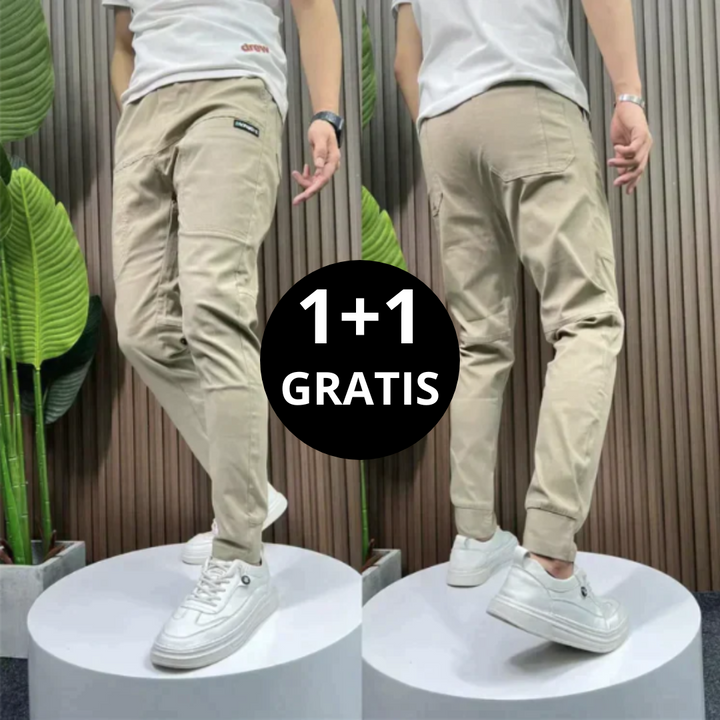 David | Pantalones cargo elásticos 1+1 GRATIS