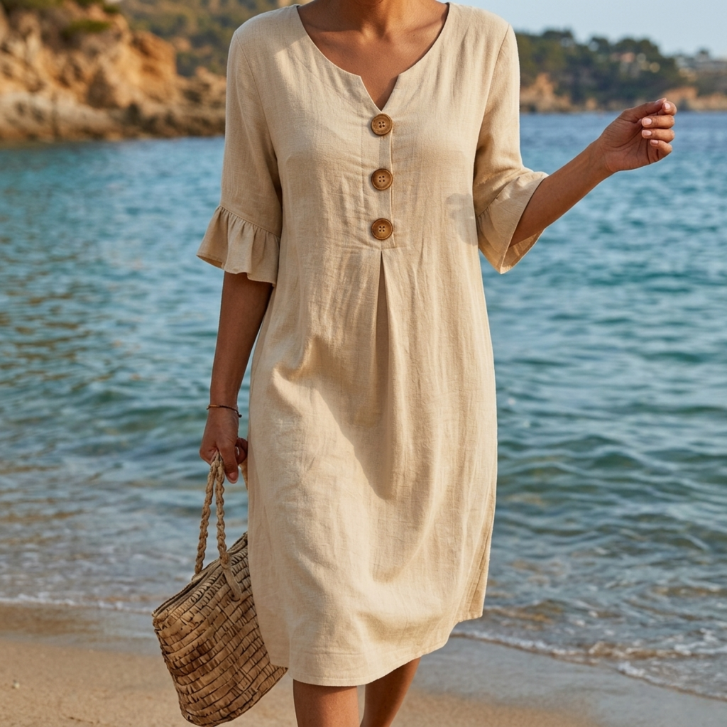 Radmila™ | Vestido largo de manga larga con textura.