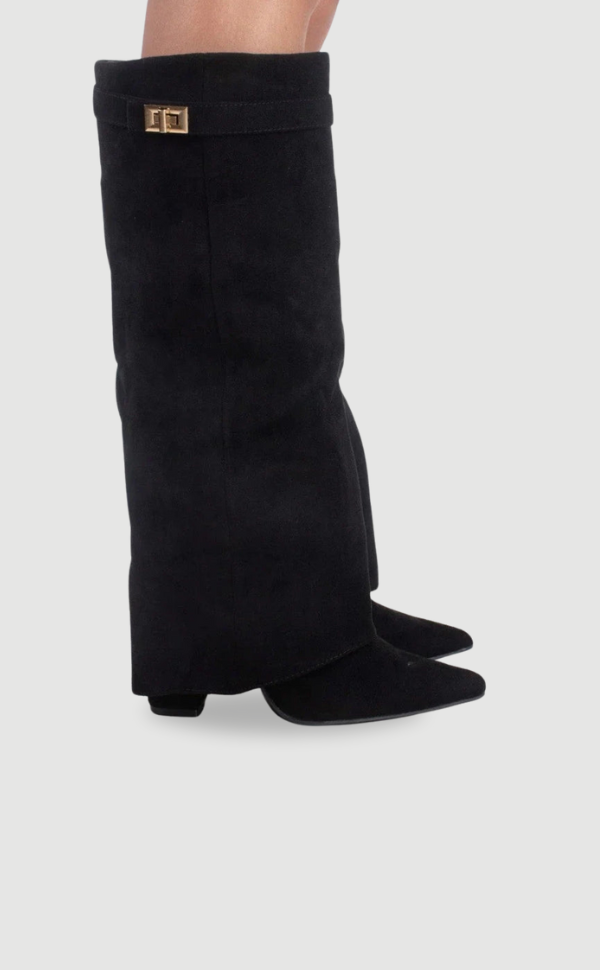 Botas de Mujer hasta la Rodilla con Parte Superior de Campana Ancha y Tacón Bloque
