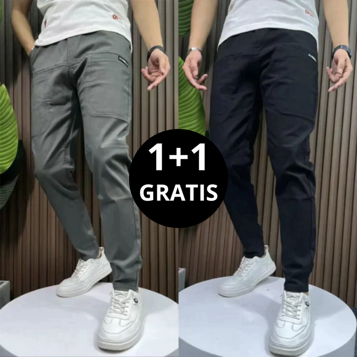 David | Pantalones cargo elásticos 1+1 GRATIS