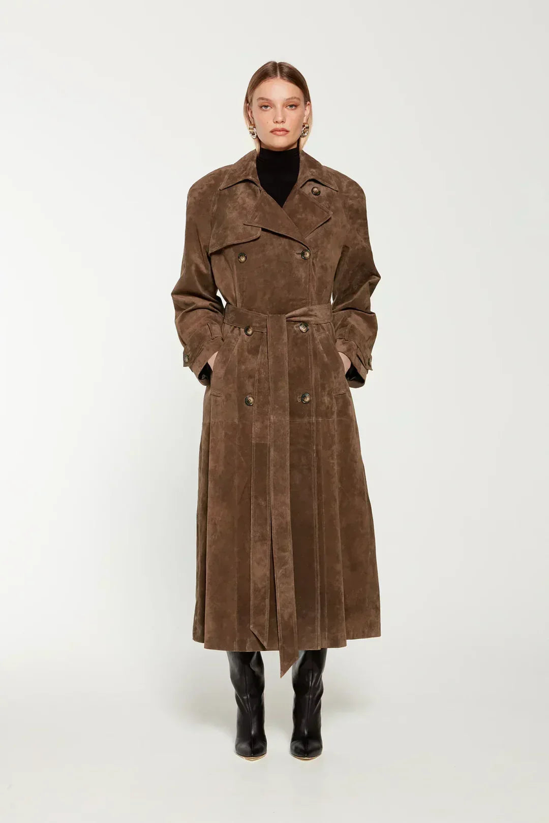Emilia Zamszowy Trench Clase Premium